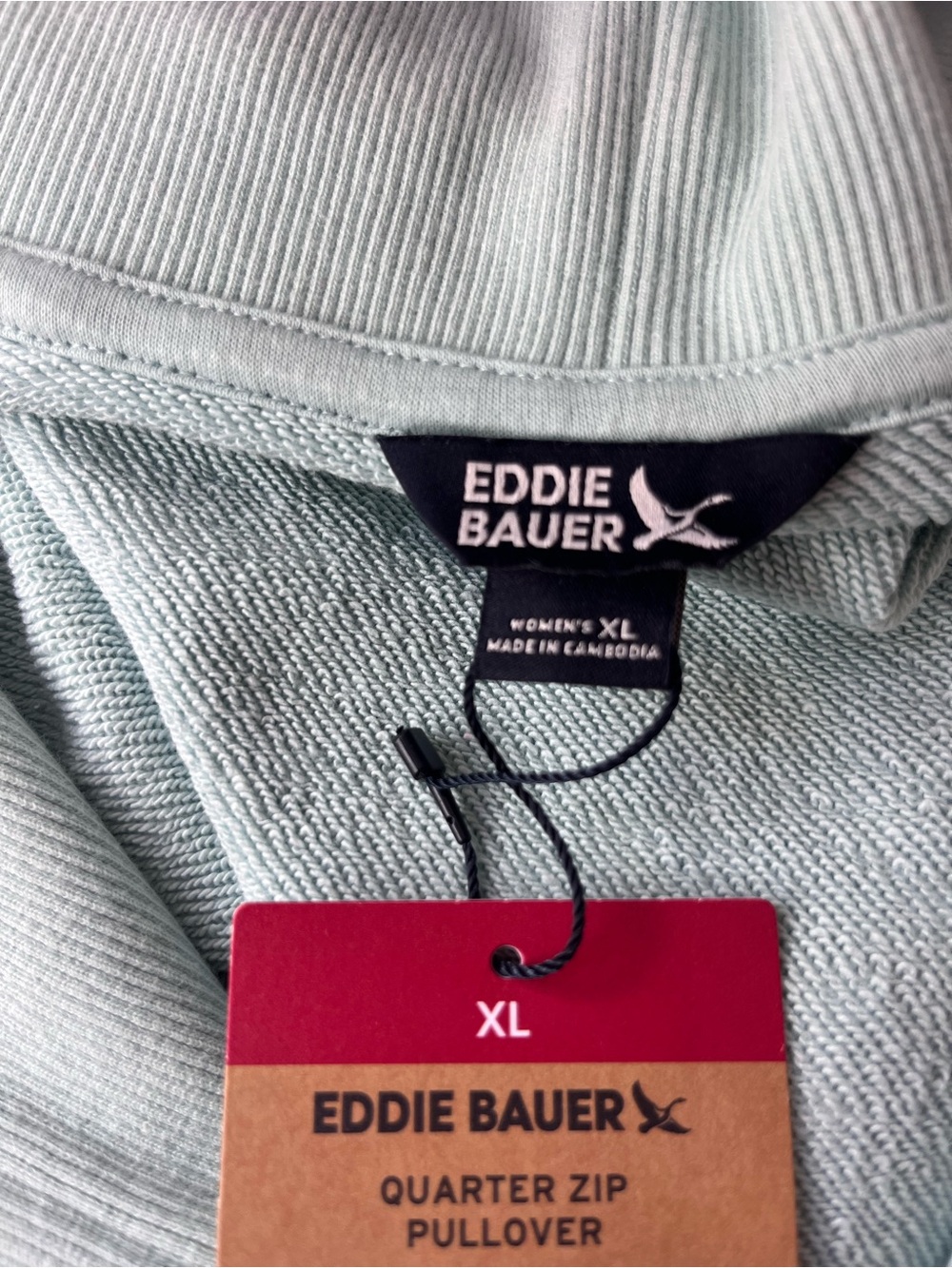 Eddie Bauer Fleece Quarter Zip Pullover Sweatshirt Mint Green XL NWT - Picture 6 of 9